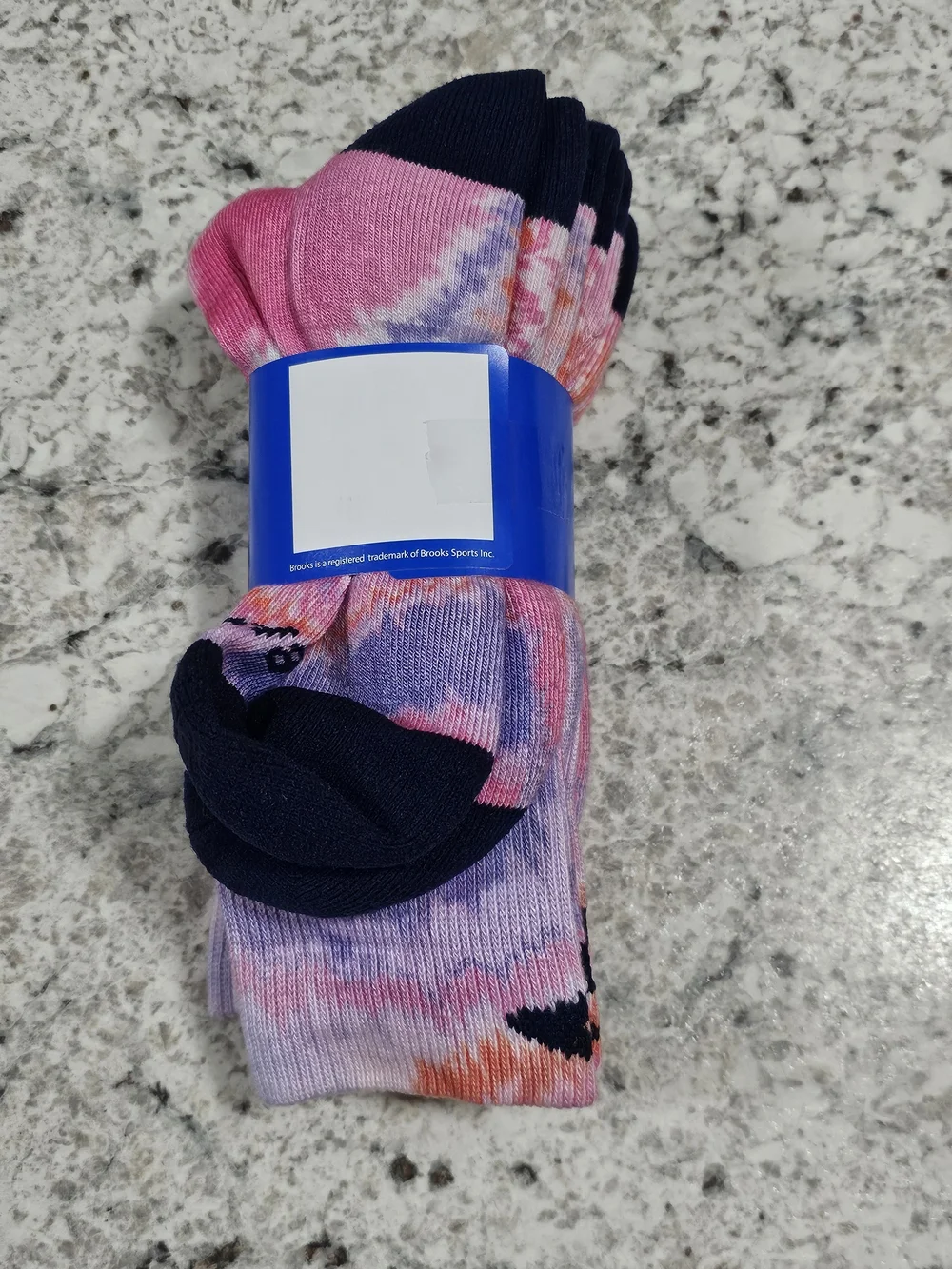 Brooks Pacesetter Crew Socks M Pink Purple Orange Tie Dye Running NWT